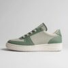 SneakerLab Unisex Low-Top Sneakers – Green & Beige Leather Casual Shoes
