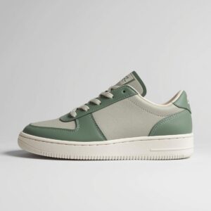 SneakerLab Unisex Low-Top Sneakers – Green & Beige Leather Casual Shoes